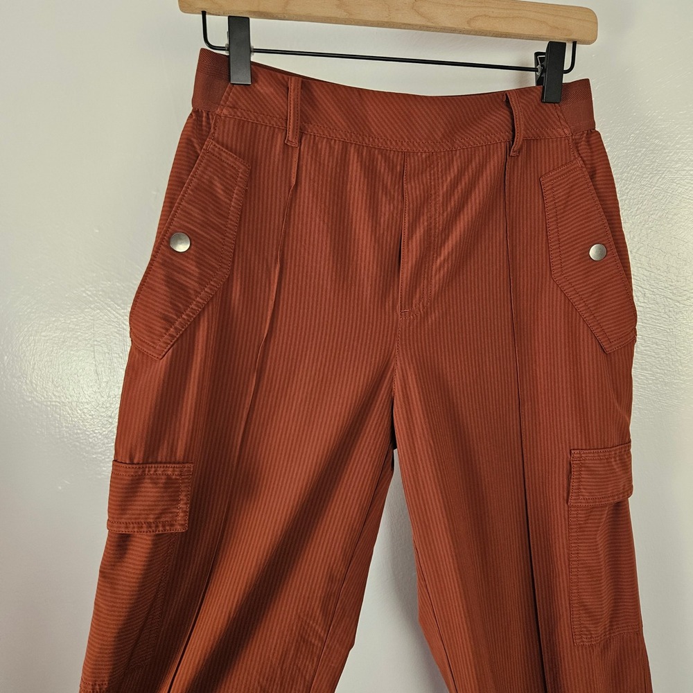 Athleta Vienna Cargo Pant Sz 6T Tall Rust Brown Stripe Tech Pull On - Picture 4 of 10